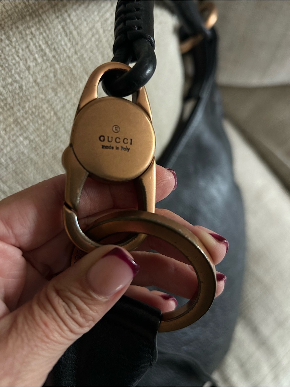 Gucci Moon Crescent Hobo Black calf skin leather with Champagne Gold Hardware - Picture 8 of 16